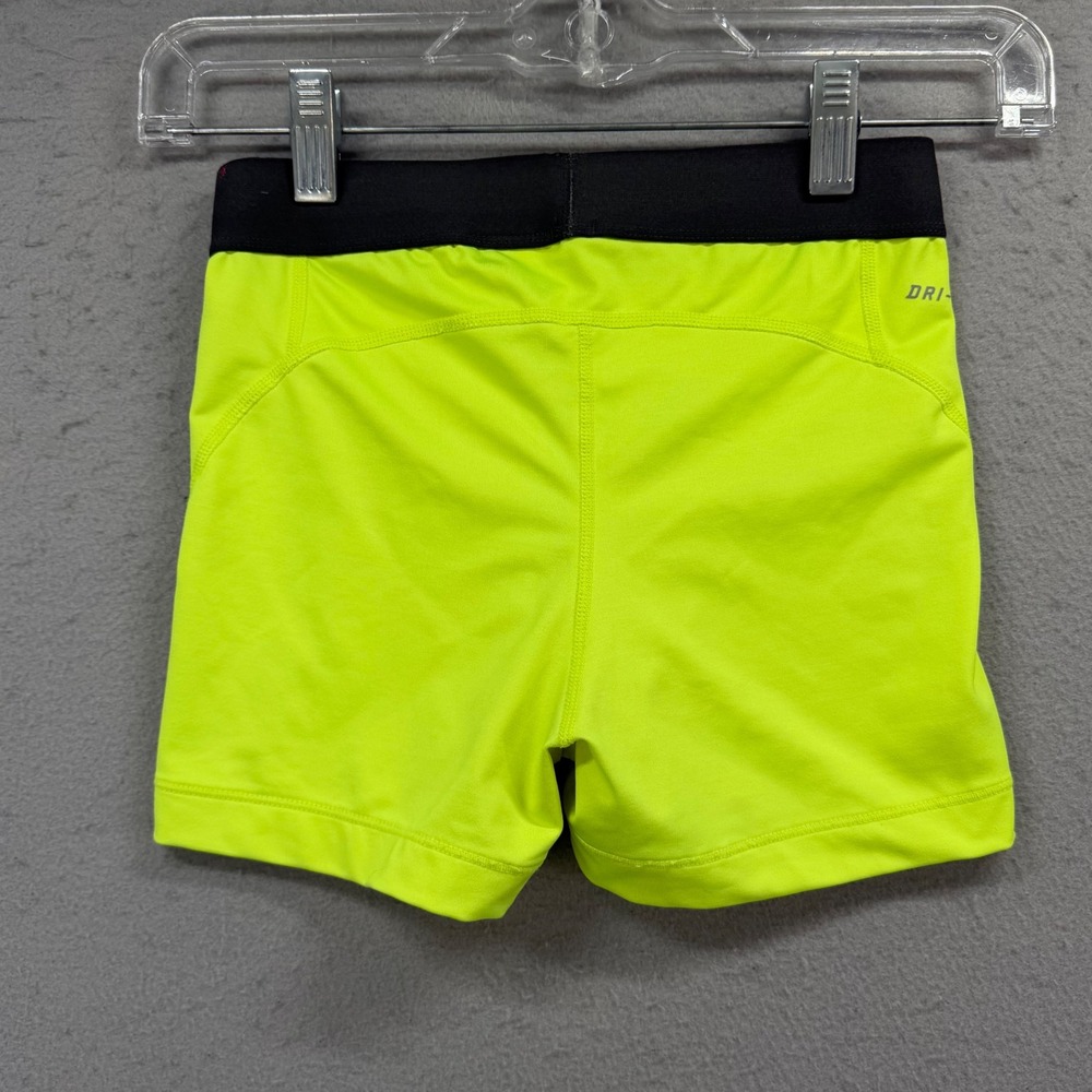 Nike Pro Dri-FIT Shorts Women Small Neon Yellow Compression Athletic Volt Gym - Picture 2 of 8